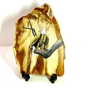 VTG AGATE CRYSTAL SLICED HAND PAINTED &SIGNED WANDA MEORIKE WATERS